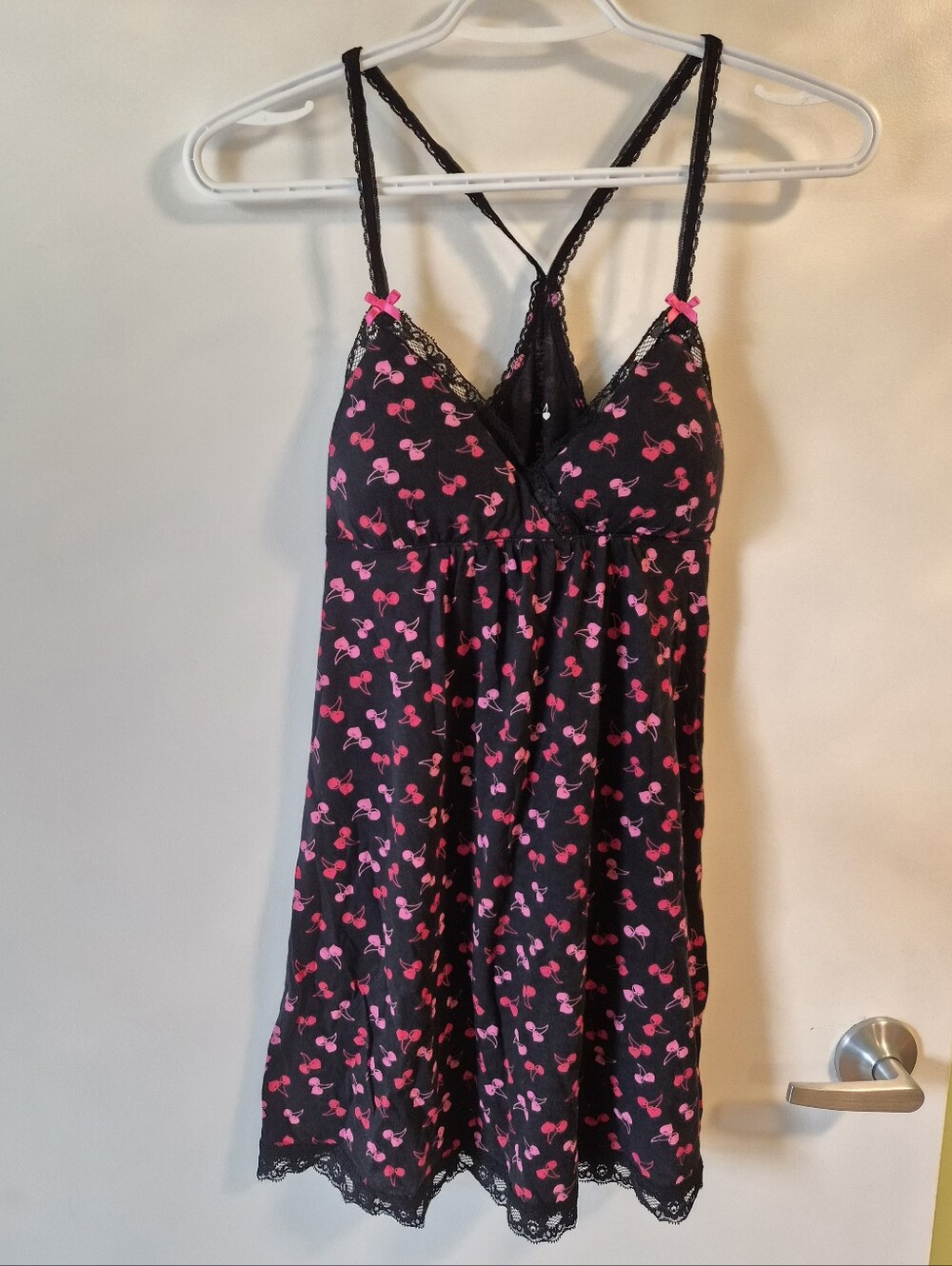 La SENZA Black Cherry Print Nightgown With Lace Trim